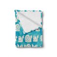 thumbnail image 2 of Snail Soft Flannel Fleece Blanket, Cartoon Silhouette Snail Pattern on Background with Floral Leaves Print, Cozy Plush for Indoor and Outdoor Use, 60" x 80", White Blue and Turquoise, by Ambesonne, 2 of 6