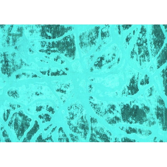Ahgly Company Indoor Rectangle Oriental Turquoise Blue Modern Area Rugs, 2' x 5'