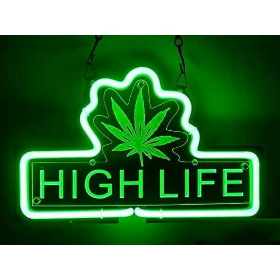 Queen Sense 14" Custom High Lifes Leaf 3D Carved Neon Sign Acrylic Man Cave Wall Decor Handmade Artwork Beer Pub Bar Party Gift Neon Light W114HLL3D