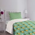 thumbnail image 3 of Ambesonne Pineapple Quilted Bedspread Set 2 Pcs, Geometric Hipster, Twin Size, Orange Seafoam Green, 3 of 5