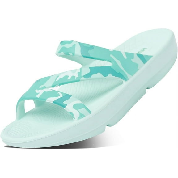 HUHV Z Strap Recovery Walking Slide Sandals for Women - Ocean Camo, Size, 8