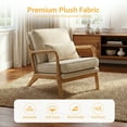 thumbnail image 3 of EOP Mid-Century Modern Accent Armchair with Solid Wood Frame, Removable Soft Cushion & Lumbar Pillow, Upholstered Reading Leisure Chair for Living Room Bedroom Balcony Waiting Room, Beige, 3 of 9