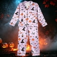 thumbnail image 2 of WhouRiu Girls Halloween Graphic Pajamas Flat Collar Long Sleeve Button Up Shirts And Pants Pajama Set 2 Piece Kids Cozy Cute Sleepwear,7-8 Years, 2 of 4