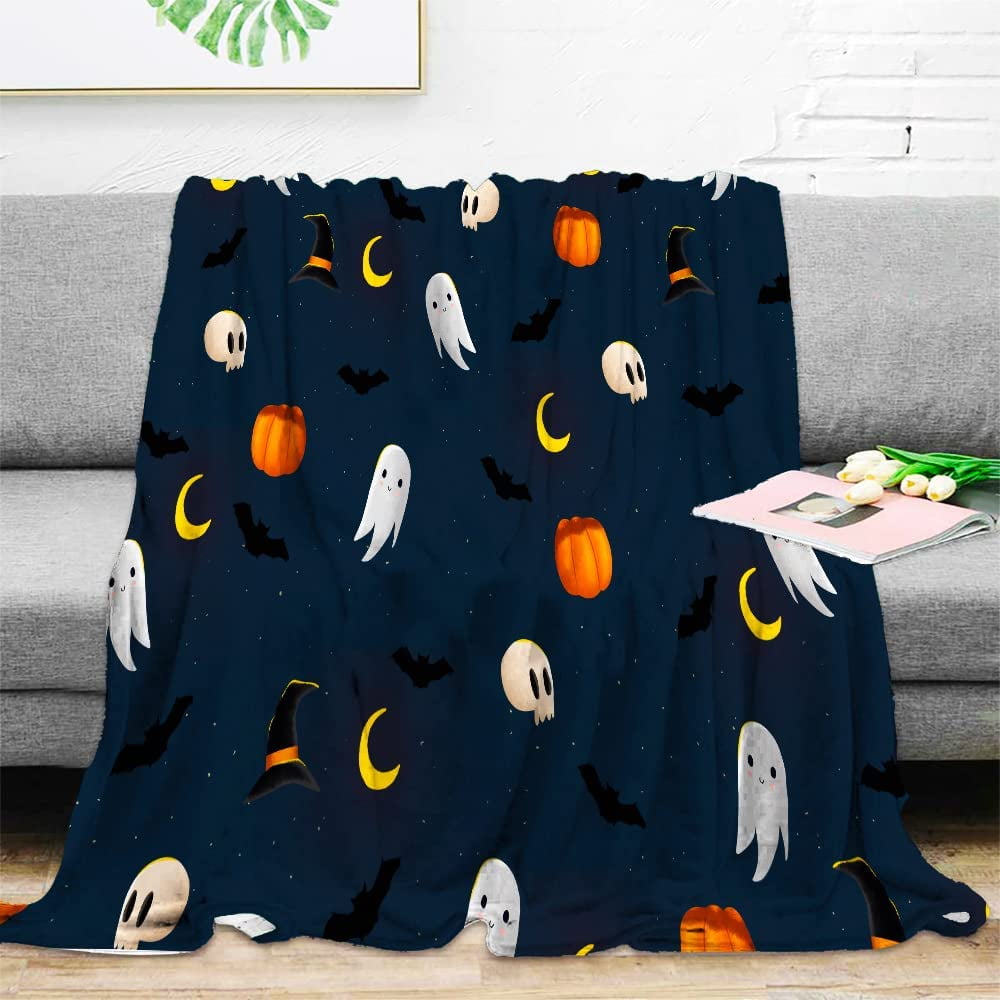 Halloween Blankets and Throws Cute Black Cat Hocus Pocus Skull