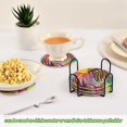 thumbnail image 6 of Zebra Horse Colorful 6 Pcs Drink Coasters with Holder Absorbent Coasters Woven Coasters for Drinks Table Desk Protection Home Decor, 6 of 7