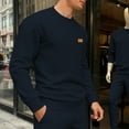 thumbnail image 4 of ASDFVBKG Men's Casual Crewneck Sweatshirts Long Sleeve Cozy Quilted T-Shirts Dressy Pullover Loose Fit Tops Solid Color Vacation Outfits Navy S, 4 of 6