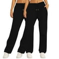 thumbnail image 2 of CFLVAEK 2 Pack Sweatpants for Women Casual Drawstring Elastic Waist Workout Sweatpant Loose Fit Wide Leg Lounge Pants with Pockets Black XXL, 2 of 7