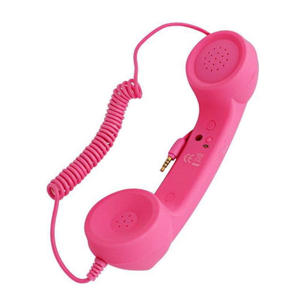 Bearachild Auricular de teléfono Moda Cómodo Auricular Receptor Con cable A prueba de radiación Receptores de teléfono Altavoz Micrófono Videojuegos y accesorios Rosa roja