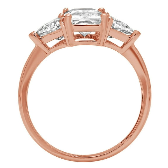 2.82 ct Emerald Cut White Sapphire Three-Stone Engagement Ring for Women in 18K Rose Gold
