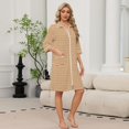 thumbnail image 2 of Women's Robes Zipper Lightweight 3/4 Length Sleeve Summer Bathrobes for Women Zip Up Front Knee Length Western Ethnic Style Loose Fit Bathrobe Nightgown with Pockets Brown XXXL, 2 of 8