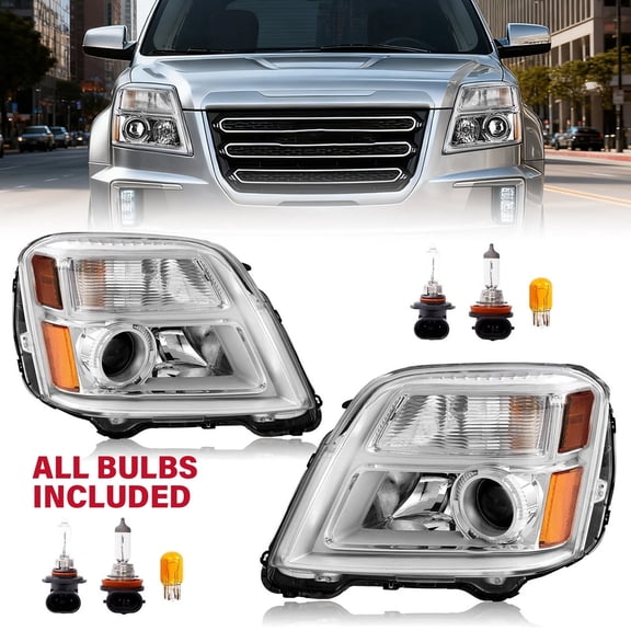 For GMC Terrain 10-15 Projector Factory Style Headlights Chrome Headlamps LH RH