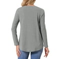 thumbnail image 3 of INSPIRE CHIC Women's Long Sleeve Crew Neck T-Shirt Comfortable Stylish Top Daily Causal Wear S Grey, 3 of 6