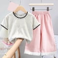 thumbnail image 2 of Caqnni 4-5 Years Teen Girls Comfortable And Breathable Set Short Sleeved Shirt Checkered Pants Two Piece Set Yoga Gym Outfit Running Tracksuit A12-Pink, 2 of 3