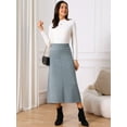 thumbnail image 5 of DARING DIVA Women's Sweater A Line Elastic High Waist Stretchy Midi Skirt L Grey, 5 of 8