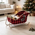 thumbnail image 3 of Christmas Sleigh Shaped Candy Flower Storage Blasket, Vintage Classic Plaid Style Flower Basket Sturdy Reinforced Gift Storage Candy Basket for Christmas Party Family Home Decor Tabletop Display, 3 of 6