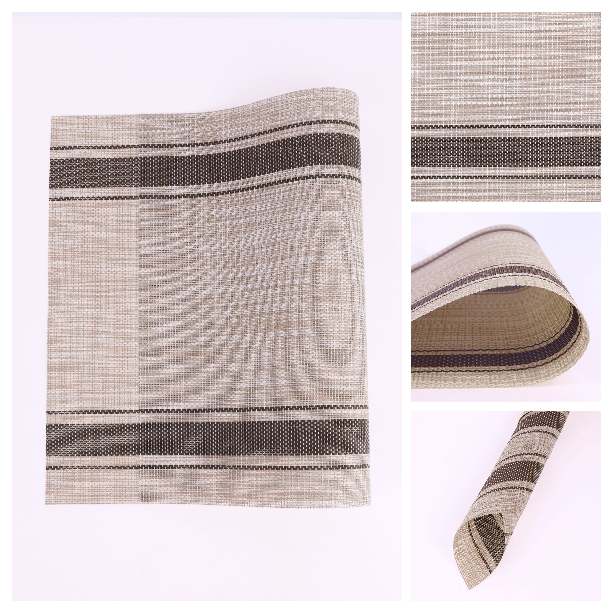 Unique Bargains Placemats Set of 6 Vinyl Placemats Coffee