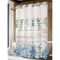 thumbnail image 4 of Eucalyptus Flowers No Hook Shower Curtain Waterproof,Bathroom Curtains with Snap in Liners and See Through Top Window,Blue Floral Green Vintage Wood Grain Hotel Bathtub Curtains Shower 72"Wx84"L, 4 of 8