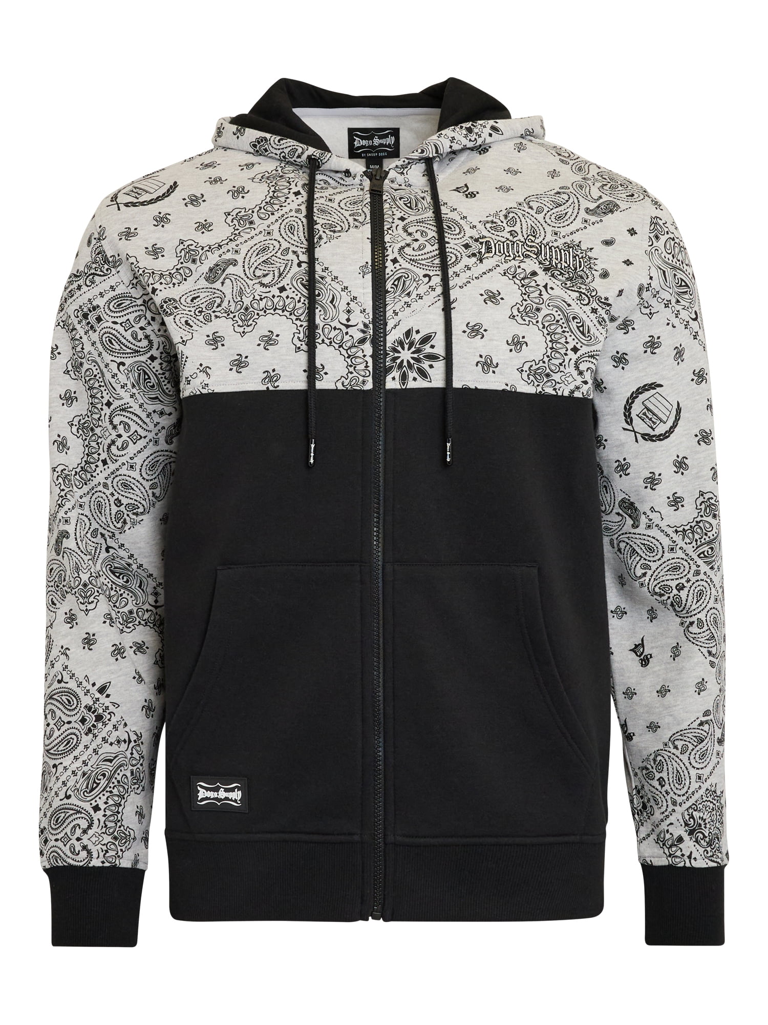 Dogg Supply by Snoop Dogg All-Gender Men's and Women's Bandana Print Zip Front Hoodie, Sizes XS-3XL