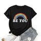 thumbnail image 1 of Pride Month T-shirt Rainbow Graphic Be You Letter Print Tees Shirt Lgbtq Equality Blouse Casual Short Sleeve Tops, 1 of 2