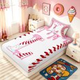 thumbnail image 4 of Meiyoeat Donut Initial L Letter Twin Sheet Sets for Girls Kids, Ice Cream Baseball Sport Bedding, Pink, 3-Piece, 4 of 5