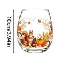 thumbnail image 3 of Autumn Stemless Glass Fall Clear Drinking Tumbler Thanksgiving Squirrel Pumpkin Maple Leaf Printed Table Drinkware for Juice Beverages for Home Dinner Party Gathering, 3 of 5