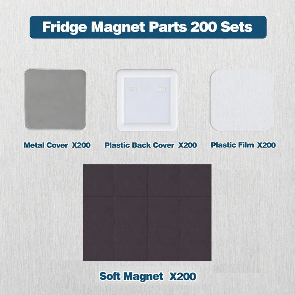 2"/50mm Square Pin Badge Maker Machine, 200 Sets Metal Pin Button Making Supplies, Refrigerator Magnet DIY Craft Accessories - Compatible with Most Button Press Kits