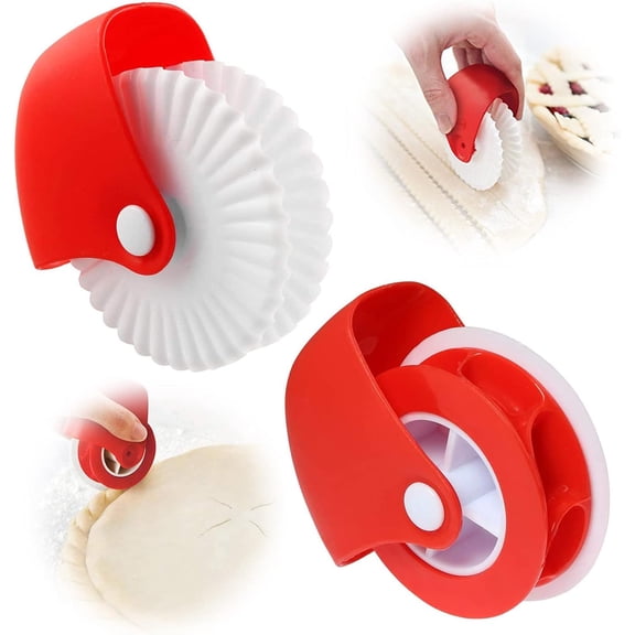 Lysliv Pastry Cutting Wheel, Pastry Wheel Decorator Pie Crust Pastry Wheel and Cutter for Cutting Pastry, Rolled Pastry Pie Crimper, Baking & Cooking Tool for Apple Pie Crust or Ravioli Pasta