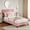 Pink, variant on Eastvita Twin/King Size Platform Bed Frame, Linen Upholstered Bed Frame with Headboard, Modern Mattress Foundation with Wooden Slats Supports, No Box Spring Needed