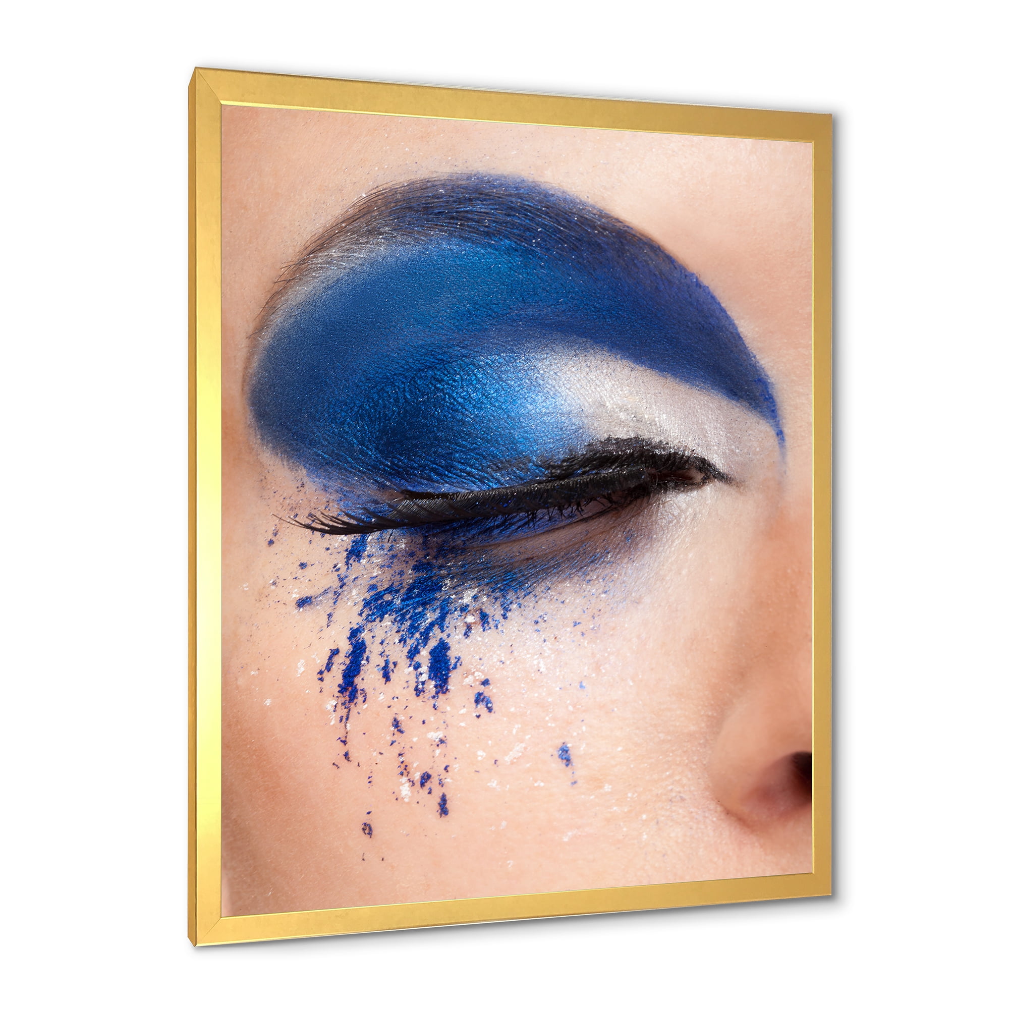 Designart 'Closed Woman Eye With Blue Fantasy Make Up' Modern Framed Art Print