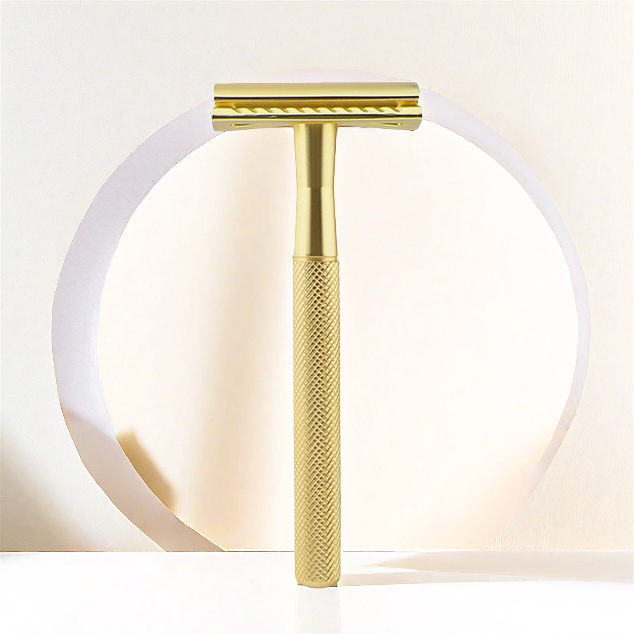 Waysh Elegant Wet Shave Weighted Handle Razor Kit with Matching Stand, Gold