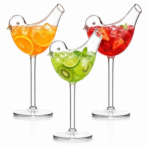 Bird Bam Glasses, Set of 4 Unique Bird Shaped Cocktail & Wine Glasses, 5.4 Oz Novelty Drinkware for Parties & Home Decor