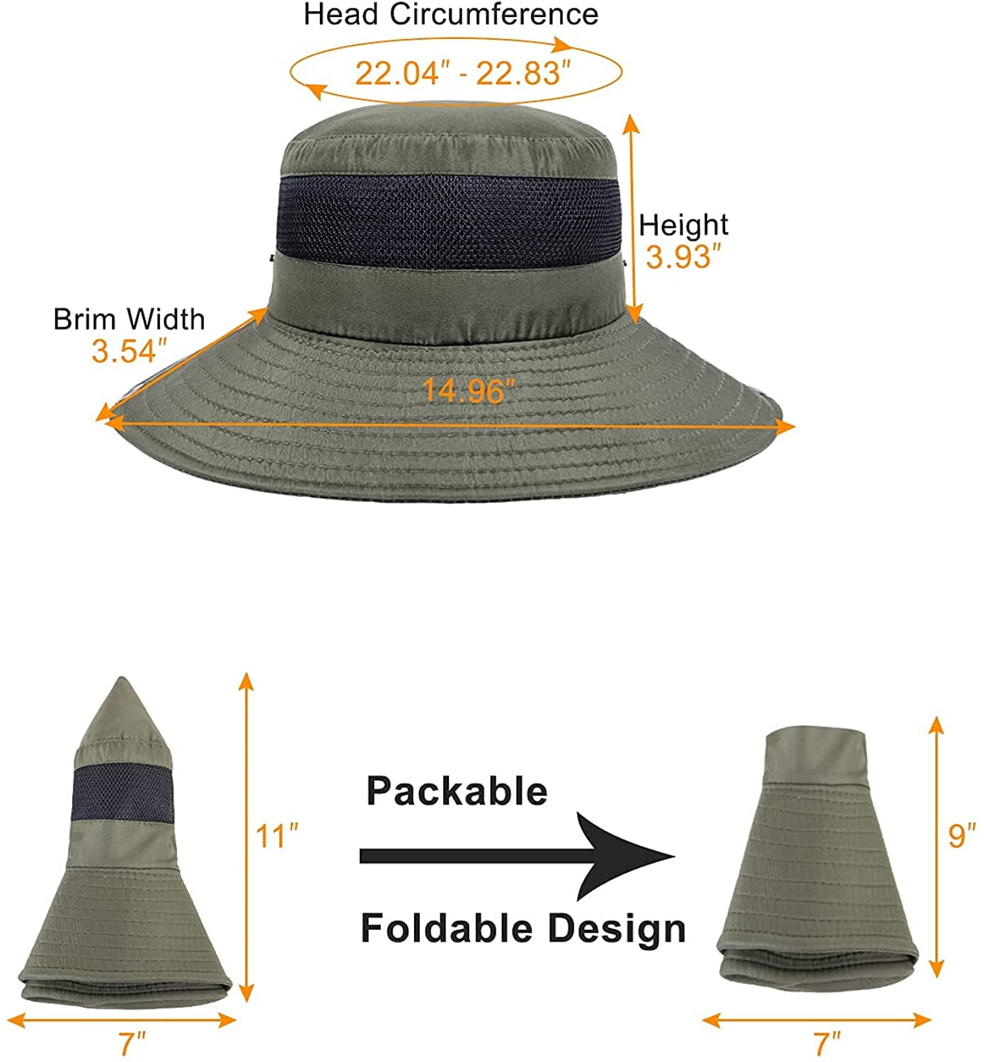 VONTER Fishing Hat and Safari Cap with Sun Protection Unisex Wide Brim Sun  Hat,Premium UPF 50+ Hats UV Protection Sun Caps Camping Hiking Fishing 