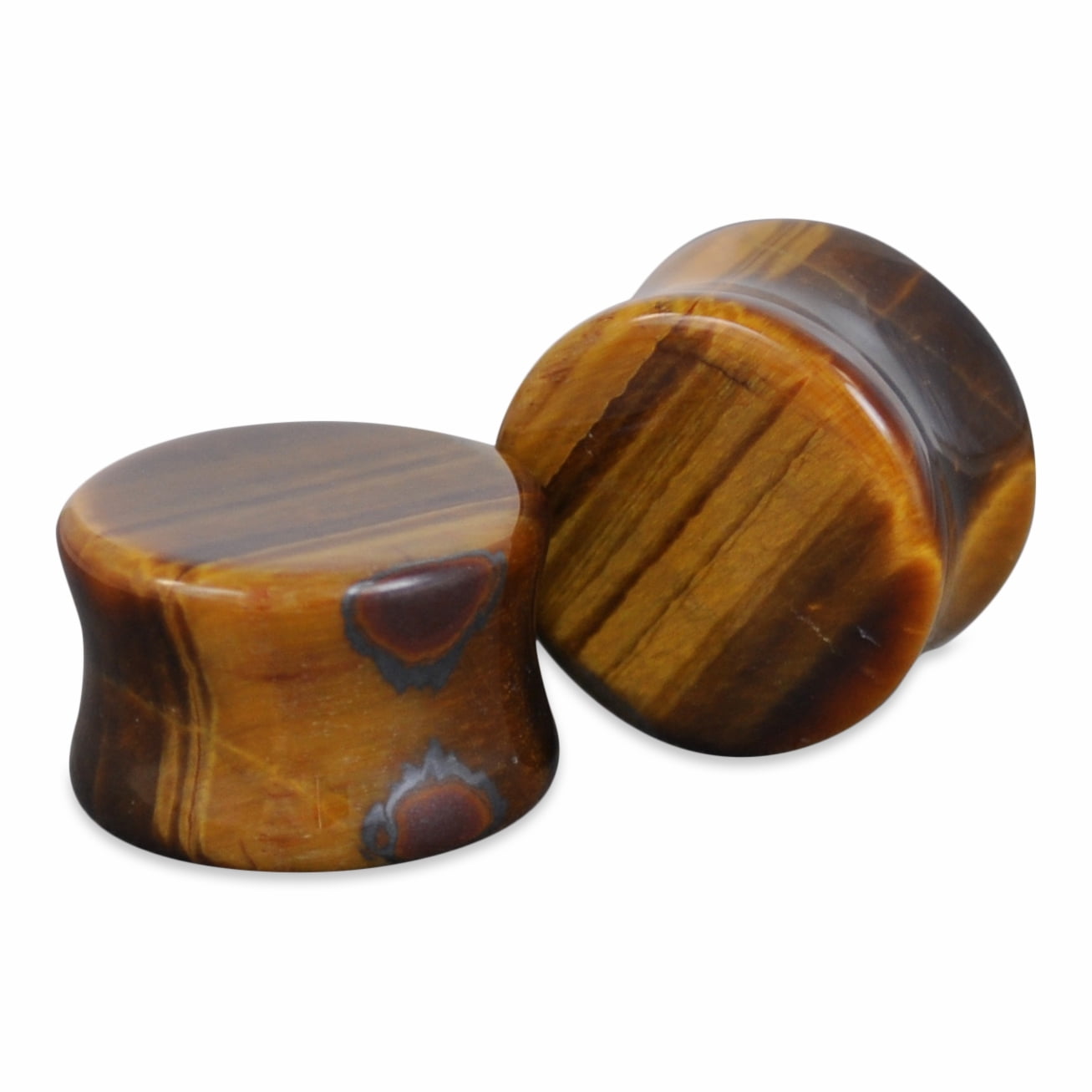 1 Pair of Genuine Red Tiger Eye Organic Natural Polished Stone Ear Plugs Saddle 05 mm