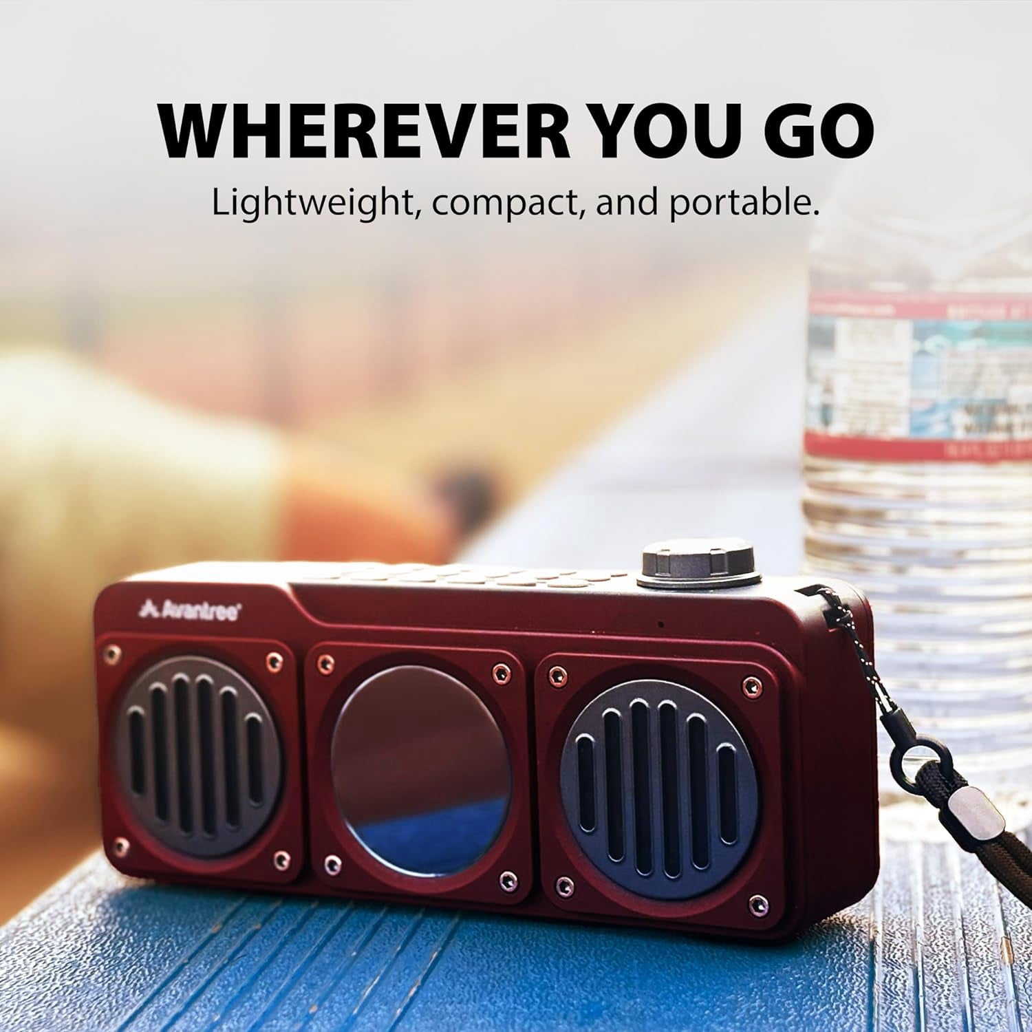 Avantree Boombyte - Portable Digital FM Radio with Bluetooth Speaker, Superb Sound, Metal Finish, MP3 Player, Support Micro SD Card & USB Audio Input, Long Play Time, Rechargeable, Easy to Use - Red
