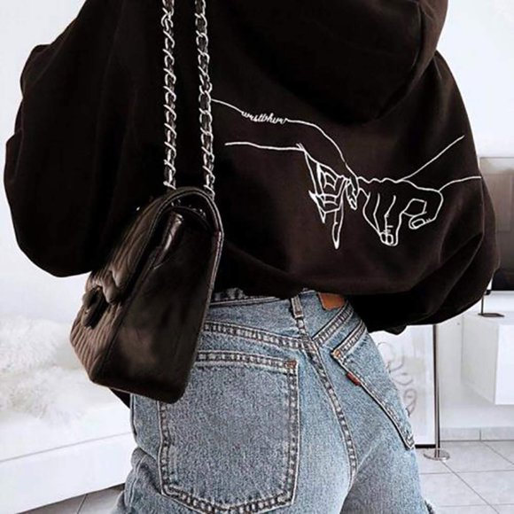 Amzcrzy Hoodies for Women Long Sleeve Shirts for Women Fashion Women's Girl Printed Pullover Casual Pockets Sweatshirt Sweat Jacke Pullover Hoodie Women's Sweatshirts and Hoodies 2XL