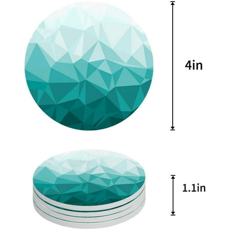 

ZHANZZK Triangle Ombre Green Set of 6 Round Coaster for Drinks Absorbent Ceramic Stone Coasters Cup Mat with Cork Base for Home Kitchen Room Coffee Table Bar Decor