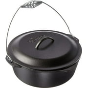 HOZO 9 Quart Pre-Seasoned Cast Iron Dutch Oven with Lid - Wire Bail Handle for Easy Transfer from Cooking Surface to Table - Use in the Oven, on the Stove, on the Grill or over the Campfire - Black