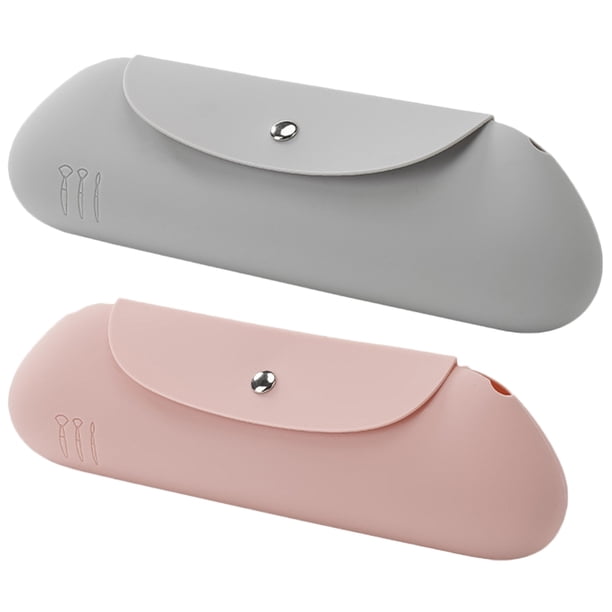 Estuche de silicona para brochas de maquillaje, 2 unidades, para mujer, para viajes, para exteriores