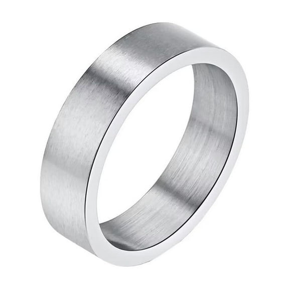 PAMTIER Unisex 6mm Simple Personality Hip Hop Dome Brushed Matte Stainless Steel Biker Ring Statement Band Comfort Fit Silver Size 7