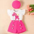 thumbnail image 2 of TOWED22 Toddler Baby Girl Clothes Knit Floral Fly Sleeve Tops Shorts Cute Summer Spring Outfits Infant Clothing Set(Blazer,9-12 M), 2 of 9
