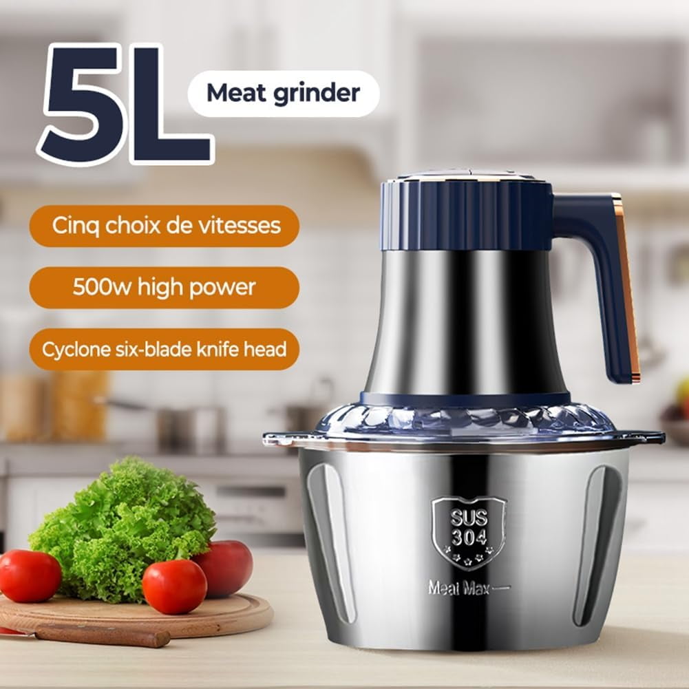 Electric Food chopper, Food Processors, Meat Grinder, 500W, 18/10 Stainless Steel, 3L Capacity,Vegetable Chopper,5-key Buttons,Quadruple-Layer 4 Blades,Suitable For Food processing and Chopping