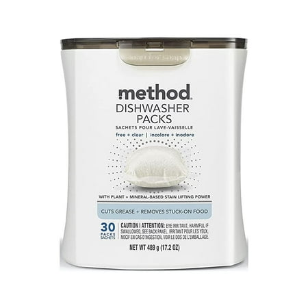 Method Dishwasher Packs - Free + Clear - 30 ea Pack of 3