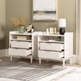 thumbnail image 4 of Walker Edison Mid-Century Modern 2-Drawer Wood Nightstand, Set of 2, White, 4 of 9
