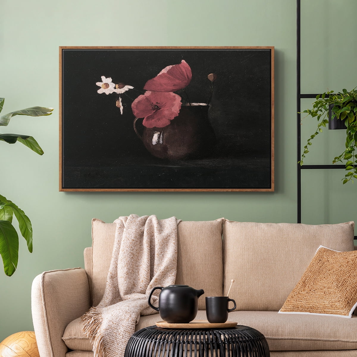 Vintage Botanical Print-XL By Wexford Home Framed in Walnut Wood Gallery Wrapped Canvas 17 in. x 25 in.