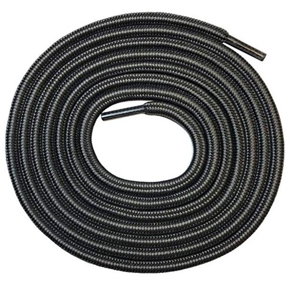 2 Paires Lacets Longs Robustes de 5 mm d'Épaisseur Noir/gris Durables Lacets de Bottes 36 38 40 42 44 45 48 54 56 60 63 72 Pouces 6 7 8 9 10 Oeillets Oeillet