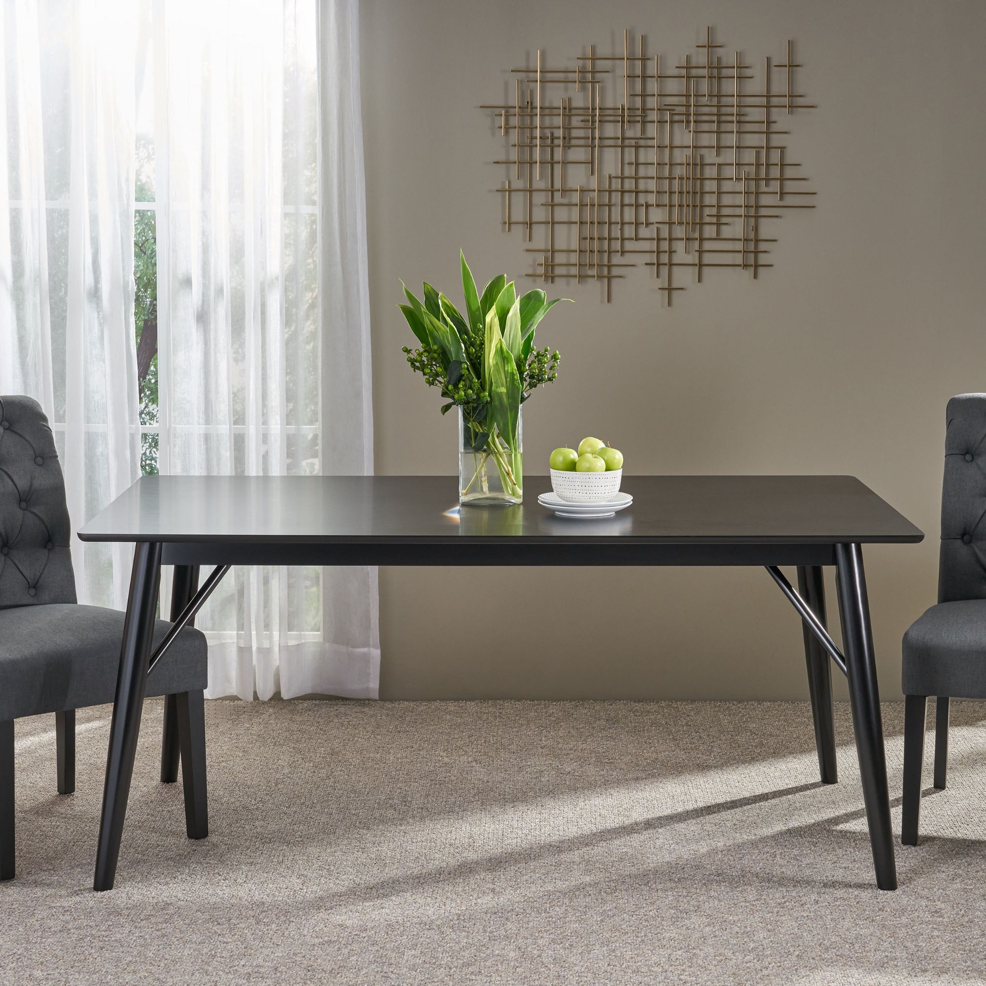 67.5" Black Contemporary Handcrafted Rectangular Dining Table