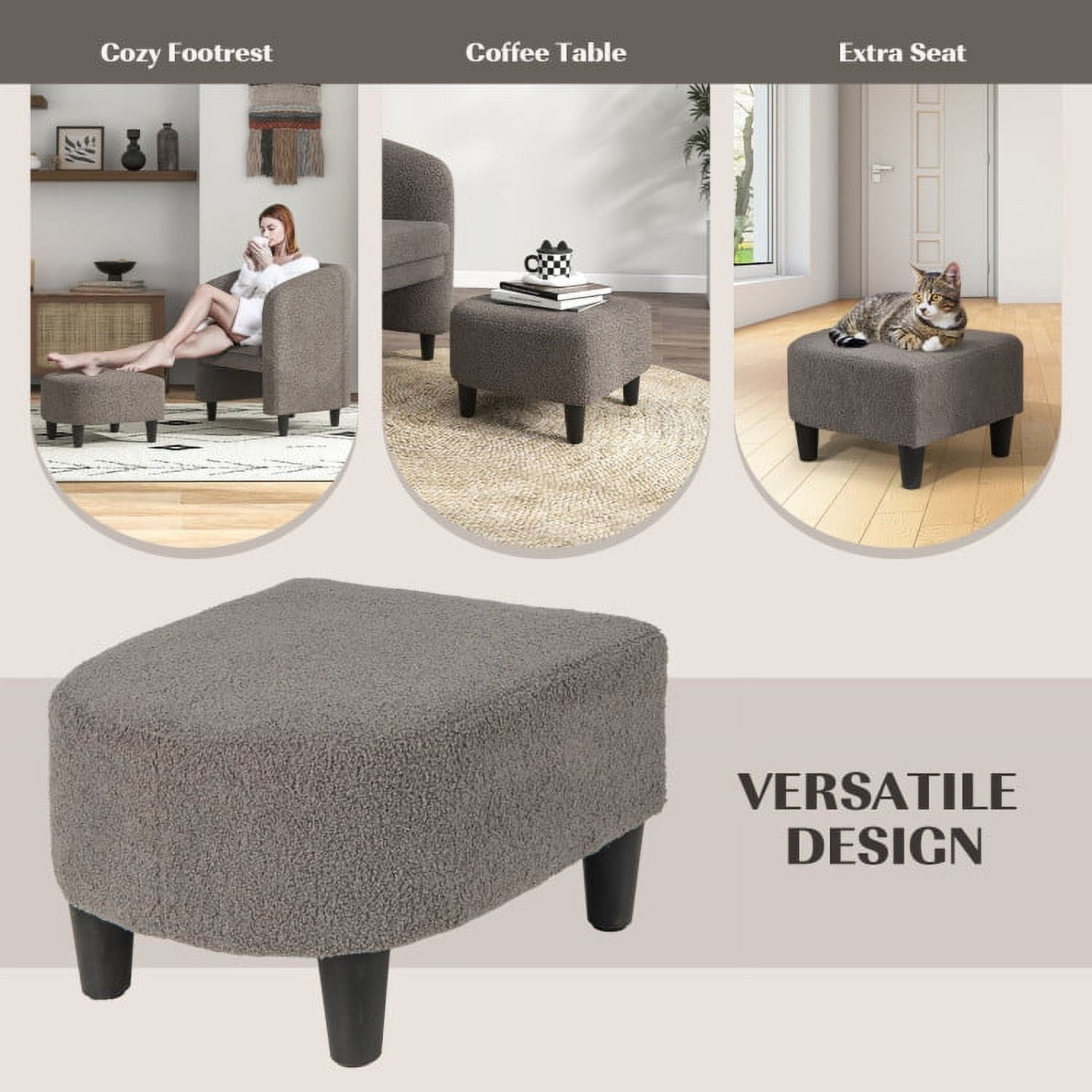 Finihen Accent Chair, Modern Upholstered Accent Chair, Modern Upholstered Barrel Teddy Velvet Chair with Ottoman, for Living Room, Bedroom, Gray Finihen Accent Chair, Modern Upholstered Accent Chair, Modern Upholstered Barrel Teddy Velvet Chair with Ottoman, for Living Room, Bedroom, Gray