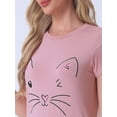 thumbnail image 5 of INSPIRE CHIC Women's Pajamas Night Shirts Cats Printed Sleep Dress Short Sleeve Nightgowns L Pink, 5 of 6