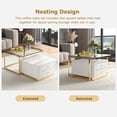 thumbnail image 6 of Nesting Coffee Table Set of 2, Square Coffee Table with Drawers and Electroplated Gold Legs, Modern End Tables, Living Room Side Tables for Bedroom Apartment, 6 of 9