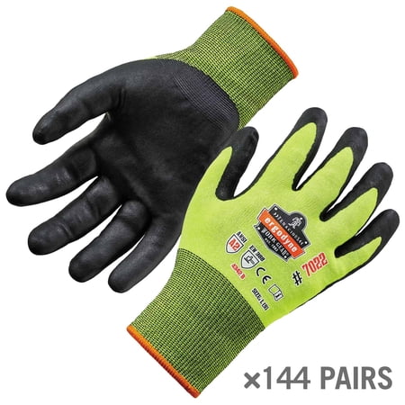7022-Case XL Lime Hi-Vis Nitrile-Coated Cut-Resistant Gloves A2 Case